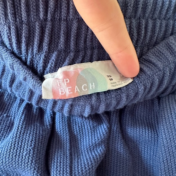 Free People Beach Leo Wide Leg Cotton Culotte Pants Blue XS - Picture 6 of 11